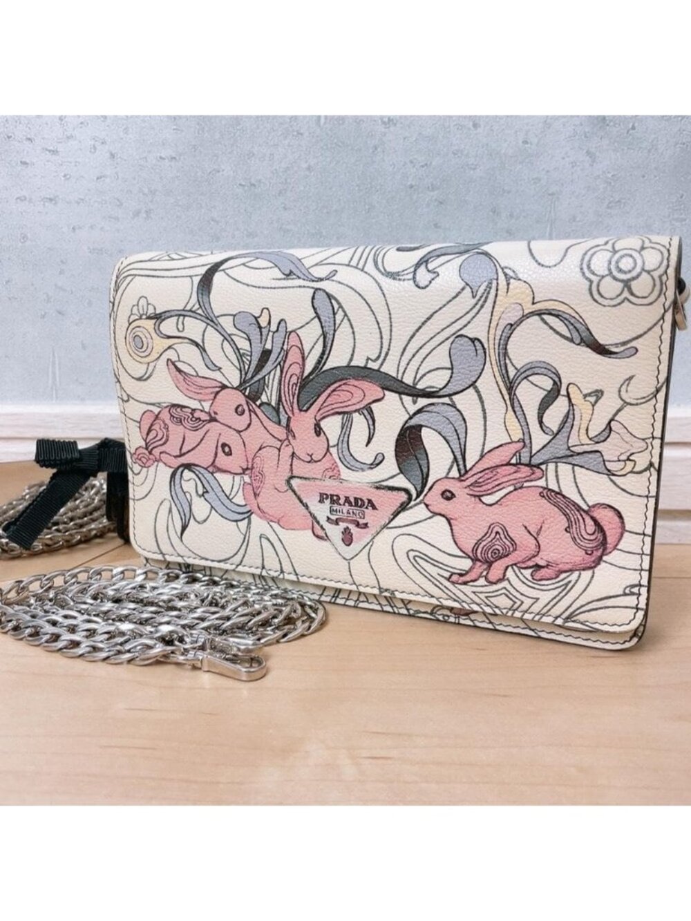 Prada James Jean Rabbit Chain Wallet Shoulder
